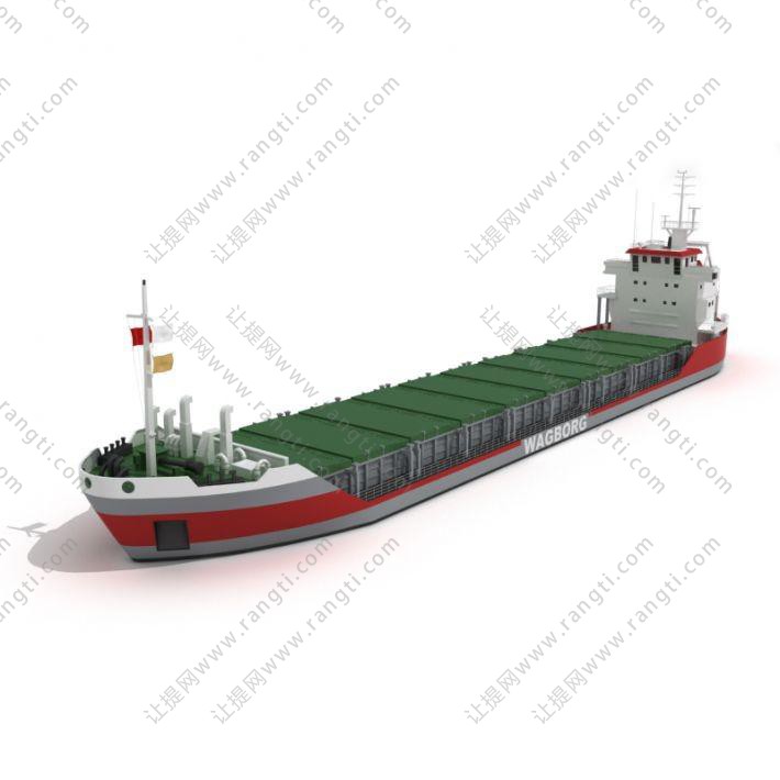 装载大箱的运货船 轮船3d模型下载