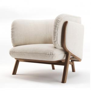 北欧米白色休闲单人沙发