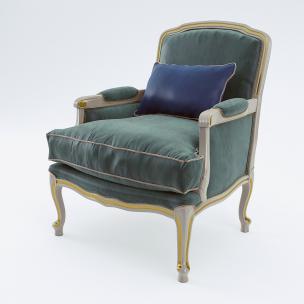 欧式绿色带扶手单人沙发椅