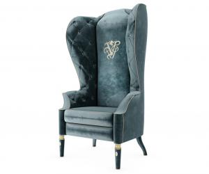 欧式绿色高靠背单人沙发