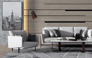 现代北欧沙发、单人沙发及茶几组合