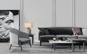 北欧现代沙发、单人沙发和茶几组合