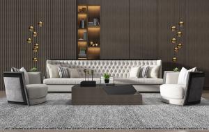 现代简约沙发、休闲椅和茶几组合