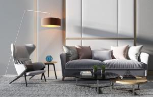 北欧简约沙发、休闲椅和茶几组合