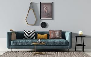 现代简约布艺沙发、茶几组合