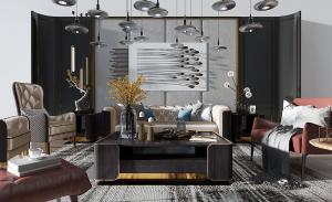 现代简欧古典沙发、茶几组合