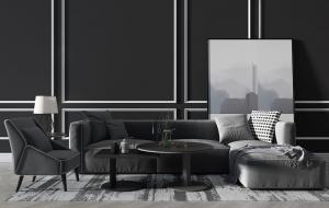 现代沙发、休闲椅及茶几组合