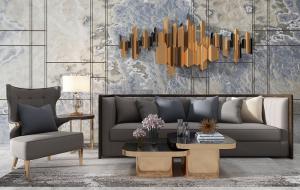 现代简约沙发、休闲椅及茶几组合