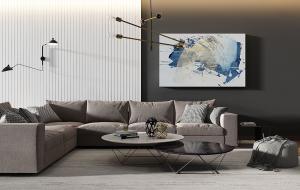 现代转角沙发、茶几、坐墩及吊灯组合