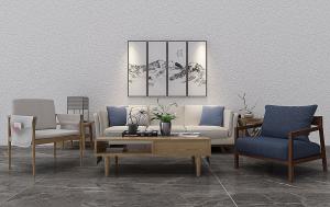 新中式沙发、太师椅、茶几及茶盘组合