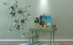 北欧梳妆台、创意植物、吊灯