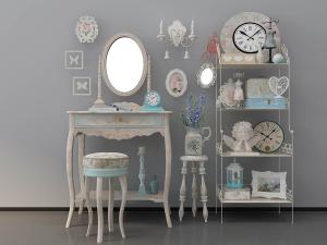 欧式梳妆台、装饰架组合