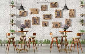 工业风靠背吧台椅、吧凳