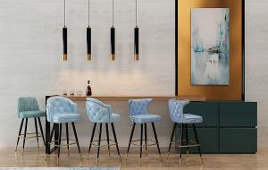 简欧皮革吧台椅