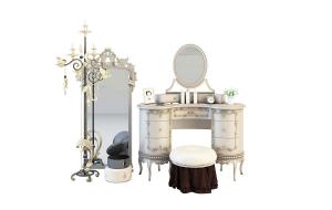 欧式梳妆台、衣架、穿衣镜组合