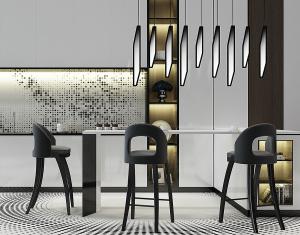 现代个性布艺吧台椅、橱柜