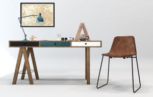 现代个性书桌椅组合3d模型 现代个性书桌椅组合