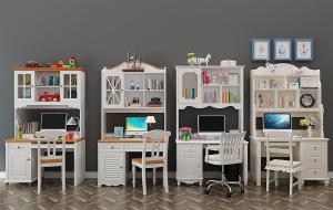 地中海学生学习桌椅、电脑桌组合3d模型 地中海学生学习桌椅、电脑桌组合