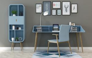 北欧实木书桌椅、装饰收纳柜组合