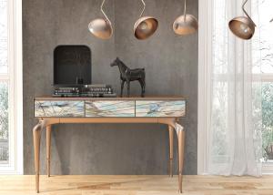 简欧轻奢边柜、写字台、吊灯组合3d模型 简欧轻奢边柜、写字台、吊灯组合