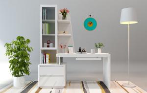 现代书桌椅、落地灯组合3d模型 现代书桌椅、落地灯组合