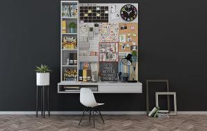 现代实木悬挂式写字台组合3d模型 现代实木悬挂式写字台组合