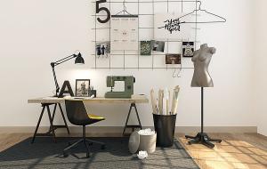 工业风简约书桌椅、工作台组合3d模型 工业风简约书桌椅、工作台组合