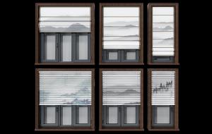 新中式山水拉帘、百叶窗帘