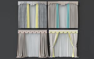 新中式窗帘、窗帘盒3d模型 新中式窗帘、窗帘盒