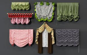 田园花朵图案窗帘、拉帘、窗幔、床帏3d模型 田园花朵图案窗帘、拉帘、窗幔、床帏