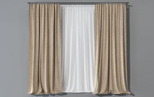 现代纯色窗帘、纱帘垂帘3d模型 现代纯色窗帘、纱帘垂帘