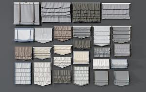 现代窗帘、拉帘、罗马帘3d模型 现代窗帘、拉帘、罗马帘