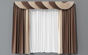 现代咖啡色拼接窗帘、窗幔3d模型 现代咖啡色拼接窗帘、窗幔
