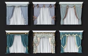 简欧纯色窗帘、纱帘