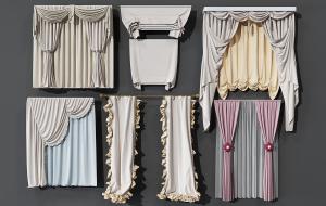 欧式荷叶边窗帘、窗幔3d模型 欧式荷叶边窗帘、窗幔