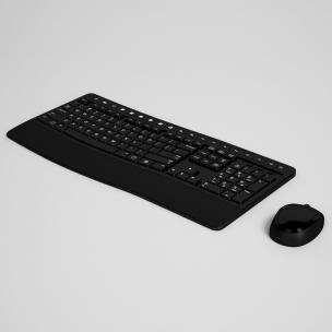 宽边框黑色无线鼠标键盘