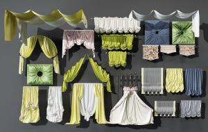 现代窗帘、窗幔、床帏、拉帘3d模型 现代窗帘、窗幔、床帏、拉帘