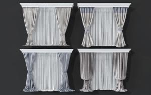 现代窗帘、窗帘盒3d模型 现代窗帘、窗帘盒