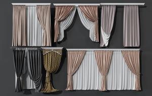现代窗帘、纱帘3d模型 现代窗帘、纱帘