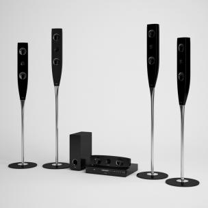 高脚杯形状音箱、低音炮及DVD机组合