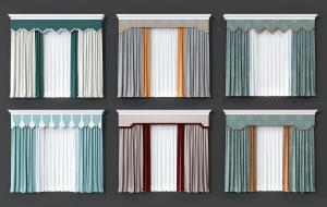 新中式窗帘、窗幔、窗帘盒3d模型 新中式窗帘、窗幔、窗帘盒