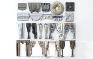 现代窗帘、罗马帘、窗幔、拉帘3d模型 现代窗帘、罗马帘、窗幔、拉帘