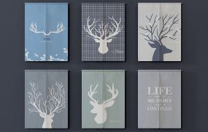 北欧麋鹿图案窗帘、半挂窗帘