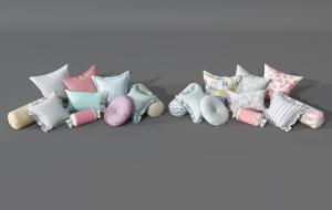 现代欧式素布、花纹、条纹枕头抱枕圆枕