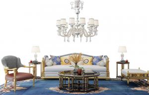 欧式沙发、茶几、休闲椅和靠垫组合