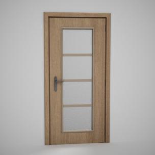 卫生间门、中间夹层方格玻璃实木门