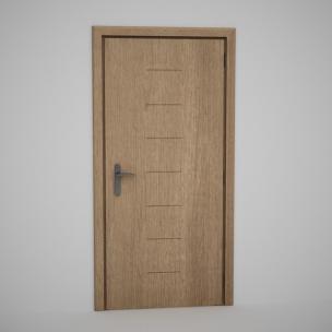 带短横凹纹平板实木门