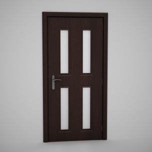 深色田字格玻璃实木门