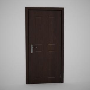 深色田字格门板实木门