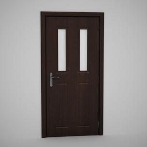 深色双竖格半截玻璃实木门